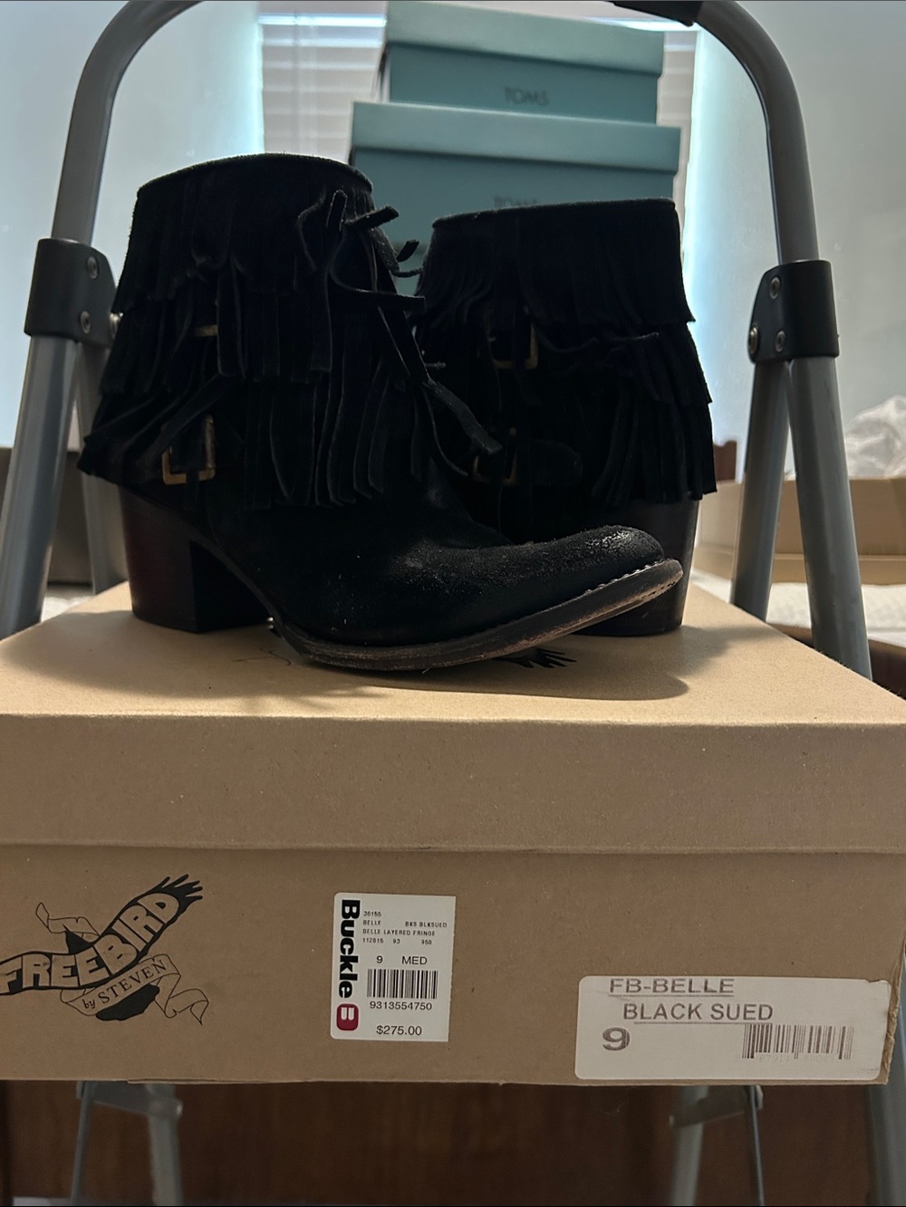 Freebird by Steven Black Suede Fringe Lace-Up Ankle Boots